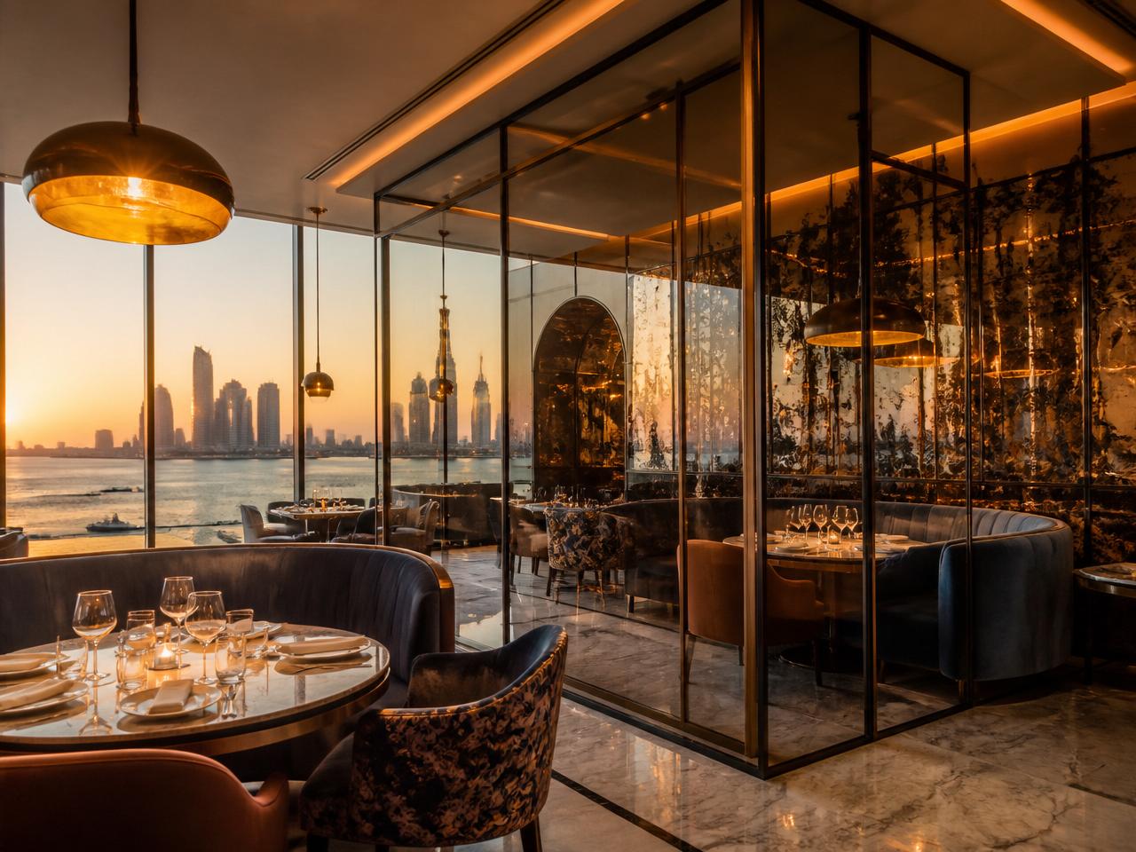 Dubai Creek Restaurants — Glass Partitions • Decorative Glass in Dubai Creek