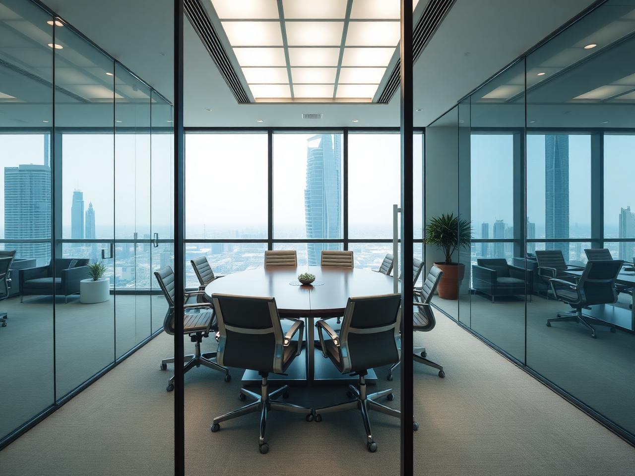 Corporate Dubai office with glass partition rooms