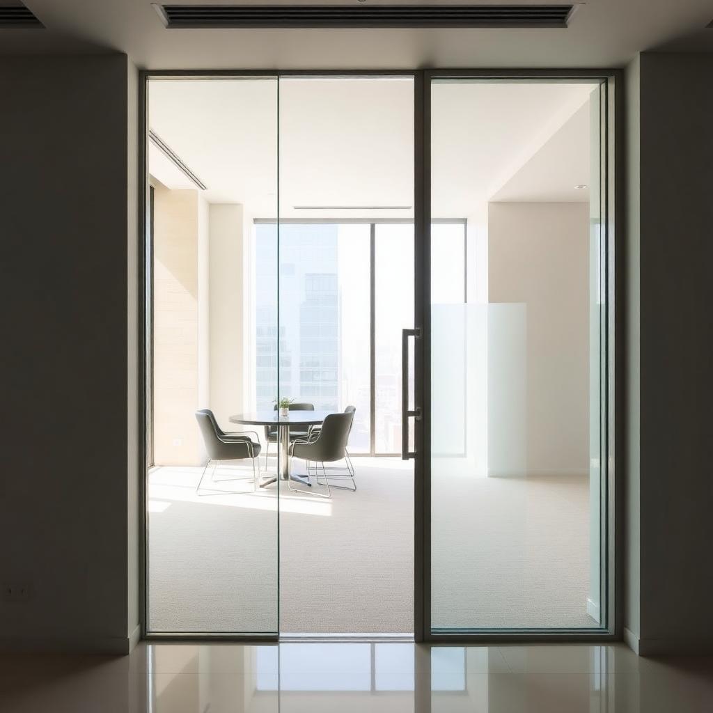 Frameless glass partition in a Dubai office